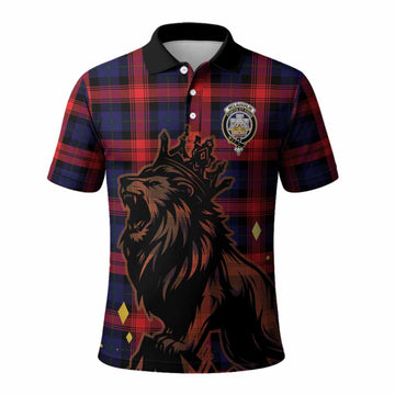 McLaughlin Tartan Family Crest Polo Shirt Crowned Lion Roaring
