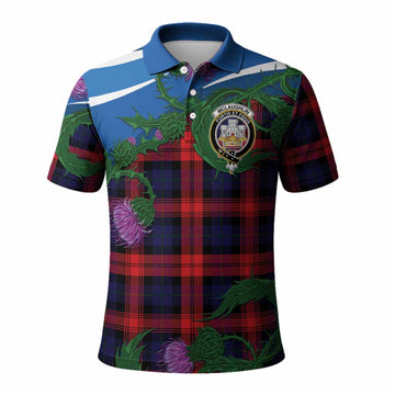 McLaughlin Tartan Family Crest Polo Shirt Thistle in Minimalism