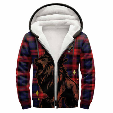 McLaughlin Tartan Family Crest Sherpa Hoodie Crowned Lion Roaring