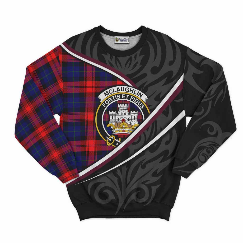 Mclaughlin Tartan Family Crest Sweatshirt Celtic Scottish Thistle Floral - Tartan Vibes Clothing