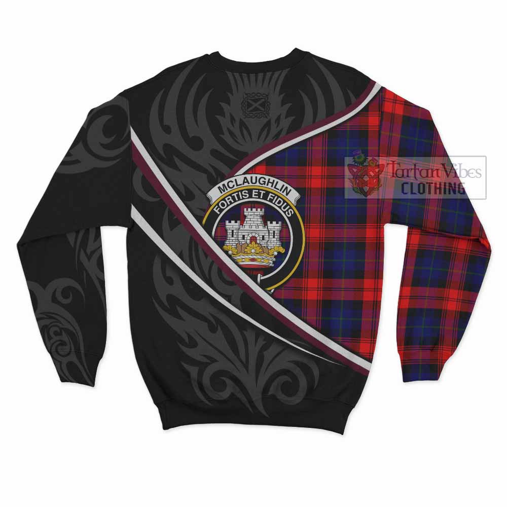 Mclaughlin Tartan Family Crest Sweatshirt Celtic Scottish Thistle Floral - Tartan Vibes Clothing
