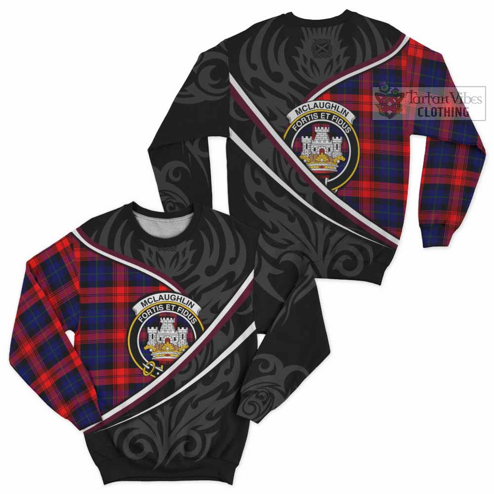 Mclaughlin Tartan Family Crest Sweatshirt Celtic Scottish Thistle Floral - Tartan Vibes Clothing