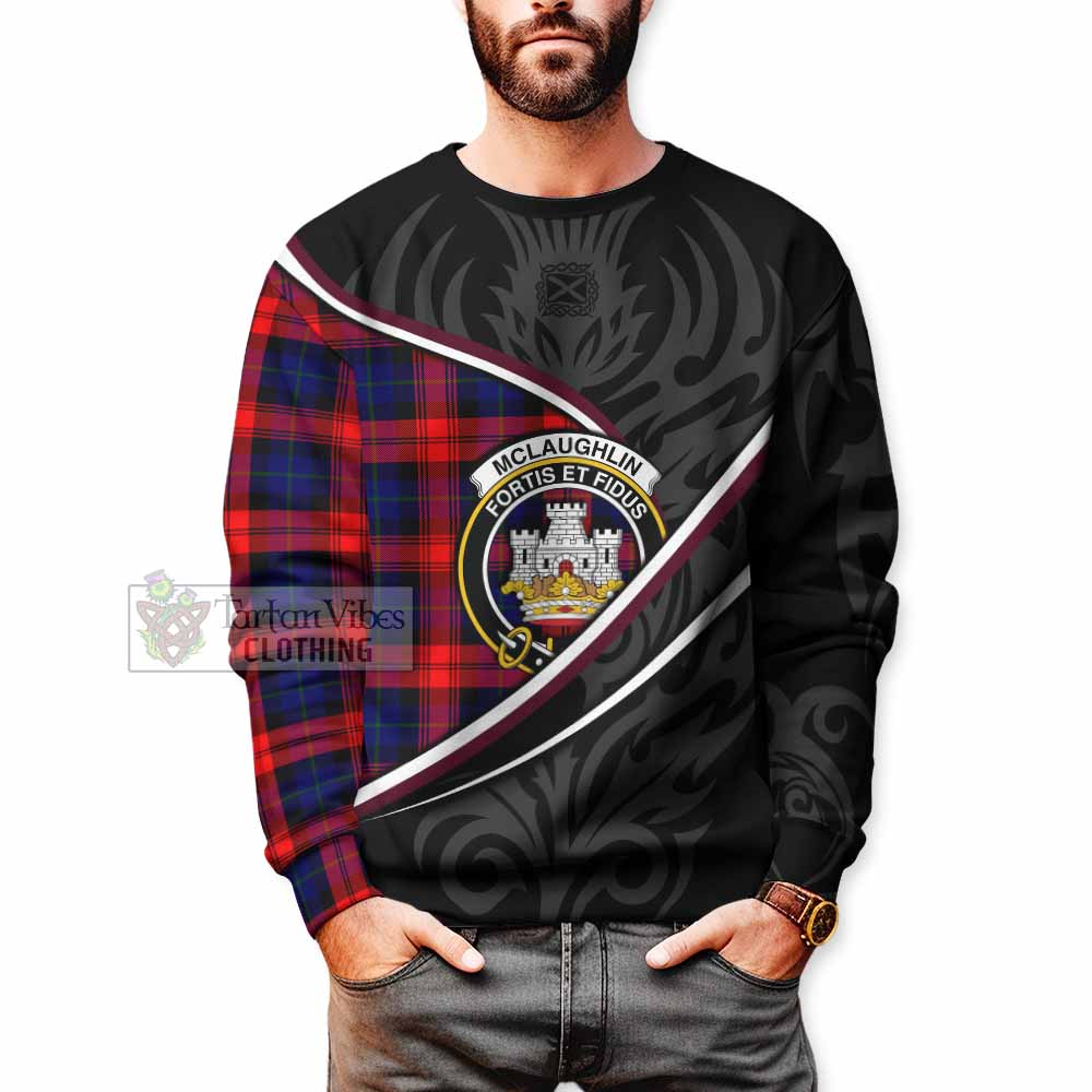 Mclaughlin Tartan Family Crest Sweatshirt Celtic Scottish Thistle Floral - Tartan Vibes Clothing