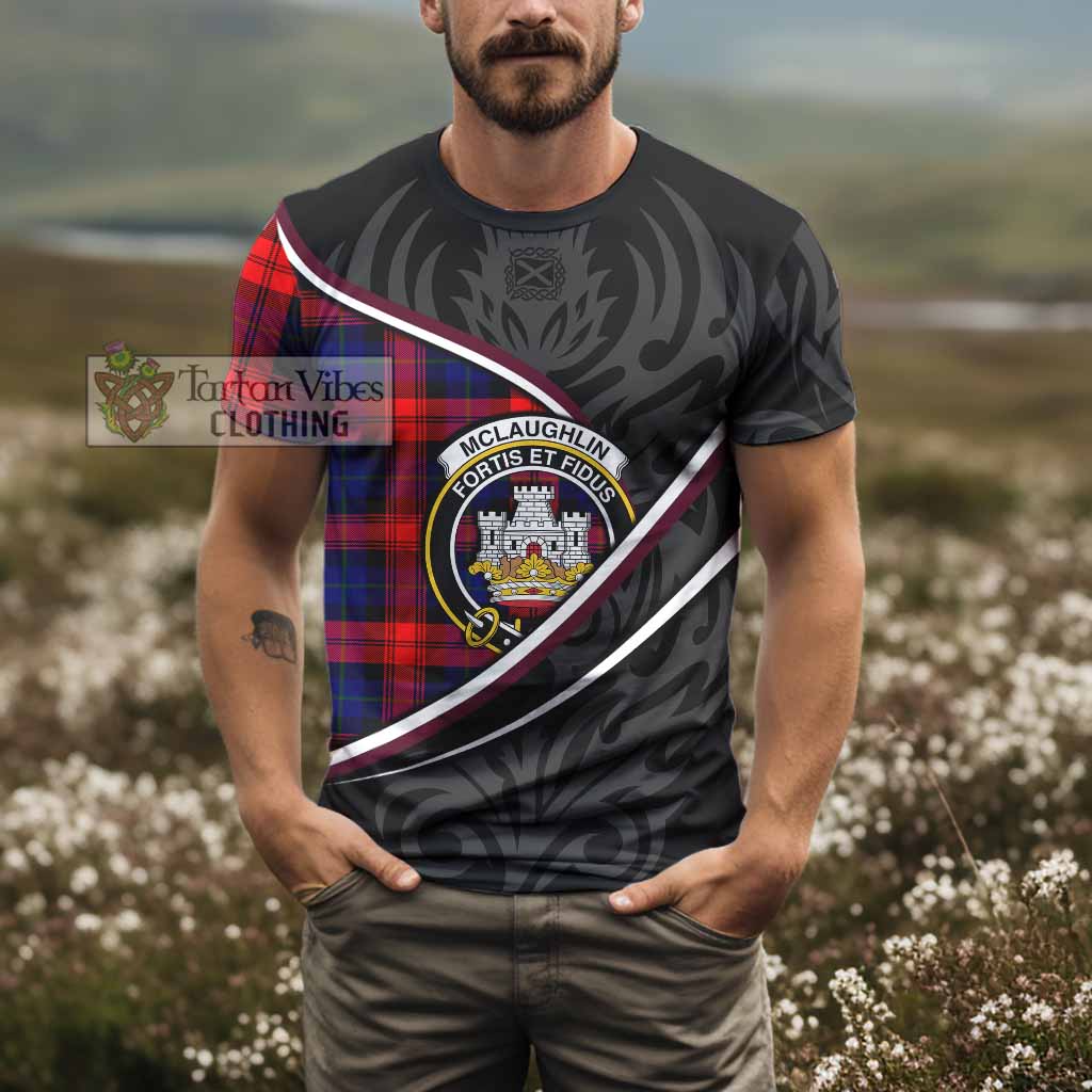 Mclaughlin Tartan Family Crest T-shirt Celtic Scottish Thistle Floral - Tartan Vibes Clothing