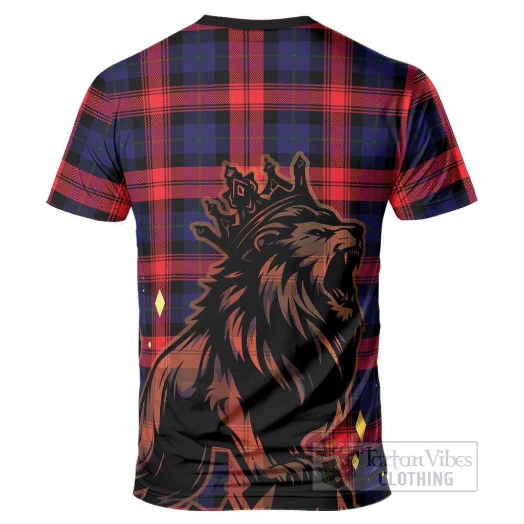 McLaughlin Tartan Family Crest T-Shirt Crowned Lion Roaring