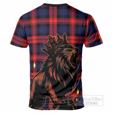 McLaughlin Tartan Family Crest T-Shirt Crowned Lion Roaring
