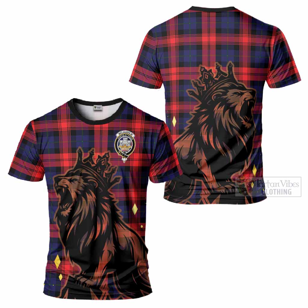McLaughlin Tartan Family Crest T-Shirt Crowned Lion Roaring