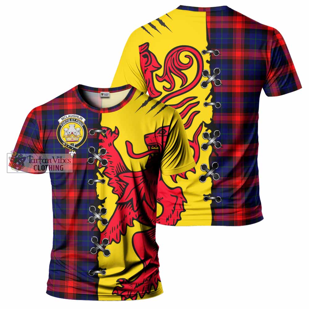 Mclaughlin Tartan Family Crest T-shirt Lion Rampant Honor - Tartan Vibes Clothing