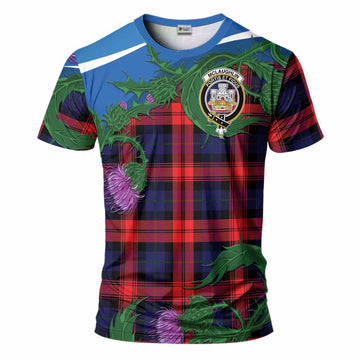 McLaughlin Tartan Family Crest T-Shirt Thistle in Minimalism