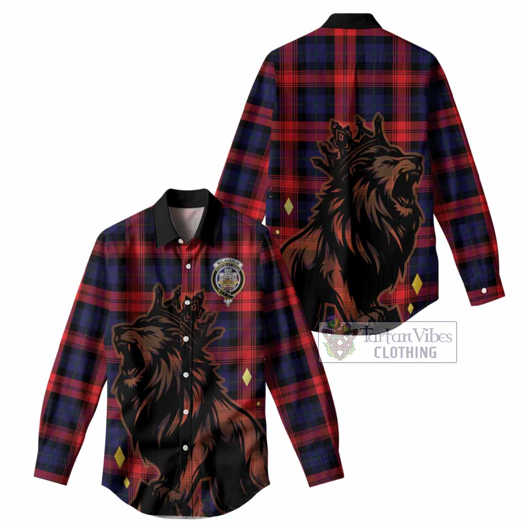 McLaughlin Tartan Family Crest Women Casual Shirt Crowned Lion Roaring