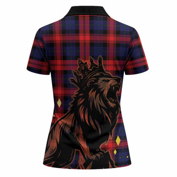 McLaughlin Tartan Family Crest Women Polo Shirt Crowned Lion Roaring