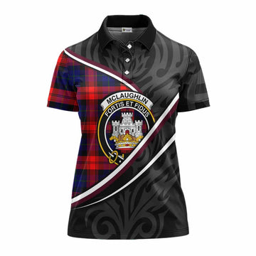 Mclaughlin Tartan Family Crest Women's Polo Shirt Celtic Scottish Thistle Floral