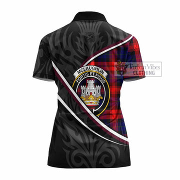 Mclaughlin Tartan Family Crest Women's Polo Shirt Celtic Scottish Thistle Floral