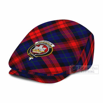 Mclaughlin Tartan Flat Cap, Jeff Cap Cross Style with Family Crest