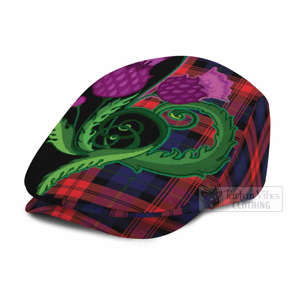 McLaughlin Tartan Flat Cap, Jeff Cap Traditional Scottish Thistle