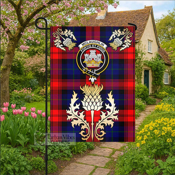 Mclaughlin Tartan Garden Flag with Golden Regal Scottish Thistle Emblem