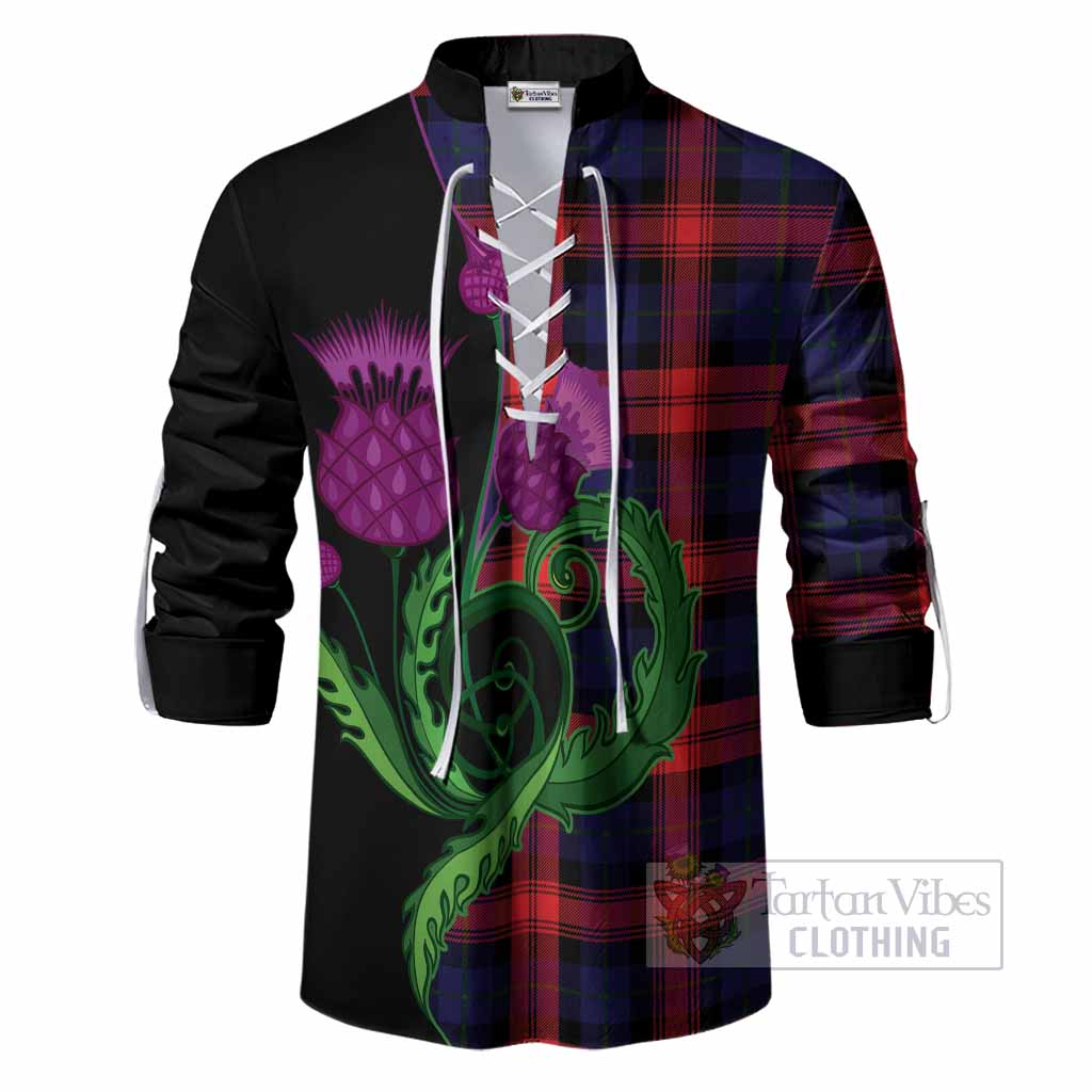 McLaughlin Tartan Ghillie Shirt Traditional Scottish Thistle