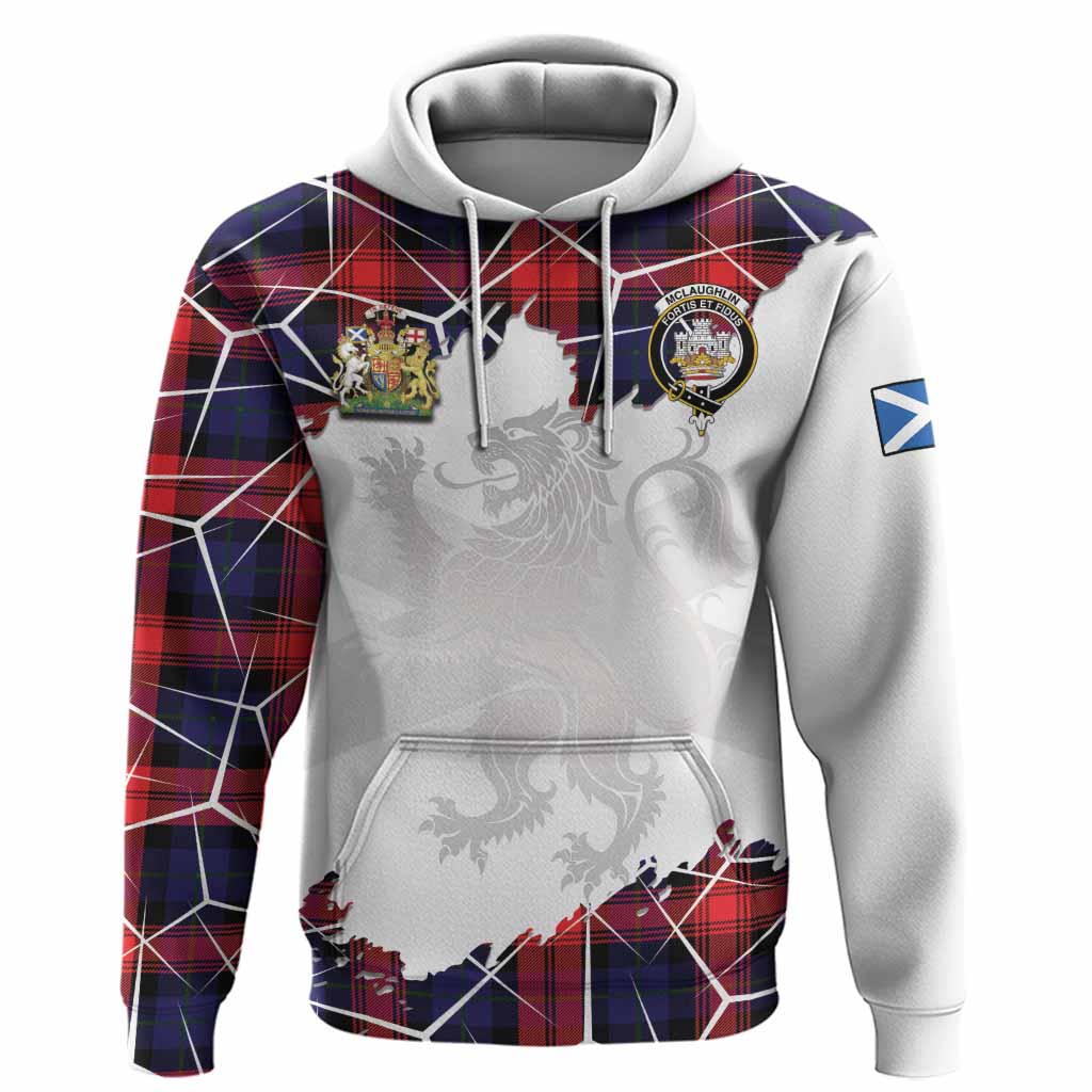 McLaughlin Tartan Hoodie with Family Crest and Lion Rampant Grunge Style