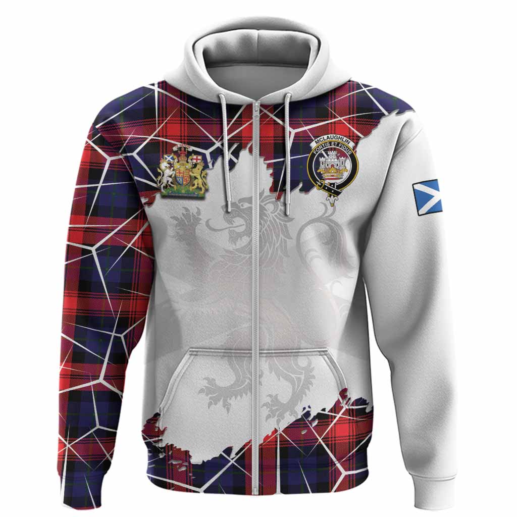 McLaughlin Tartan Hoodie with Family Crest and Lion Rampant Grunge Style