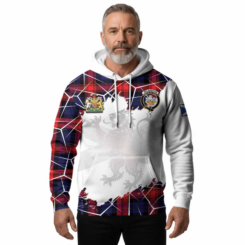 McLaughlin Tartan Hoodie with Family Crest and Lion Rampant Grunge Style