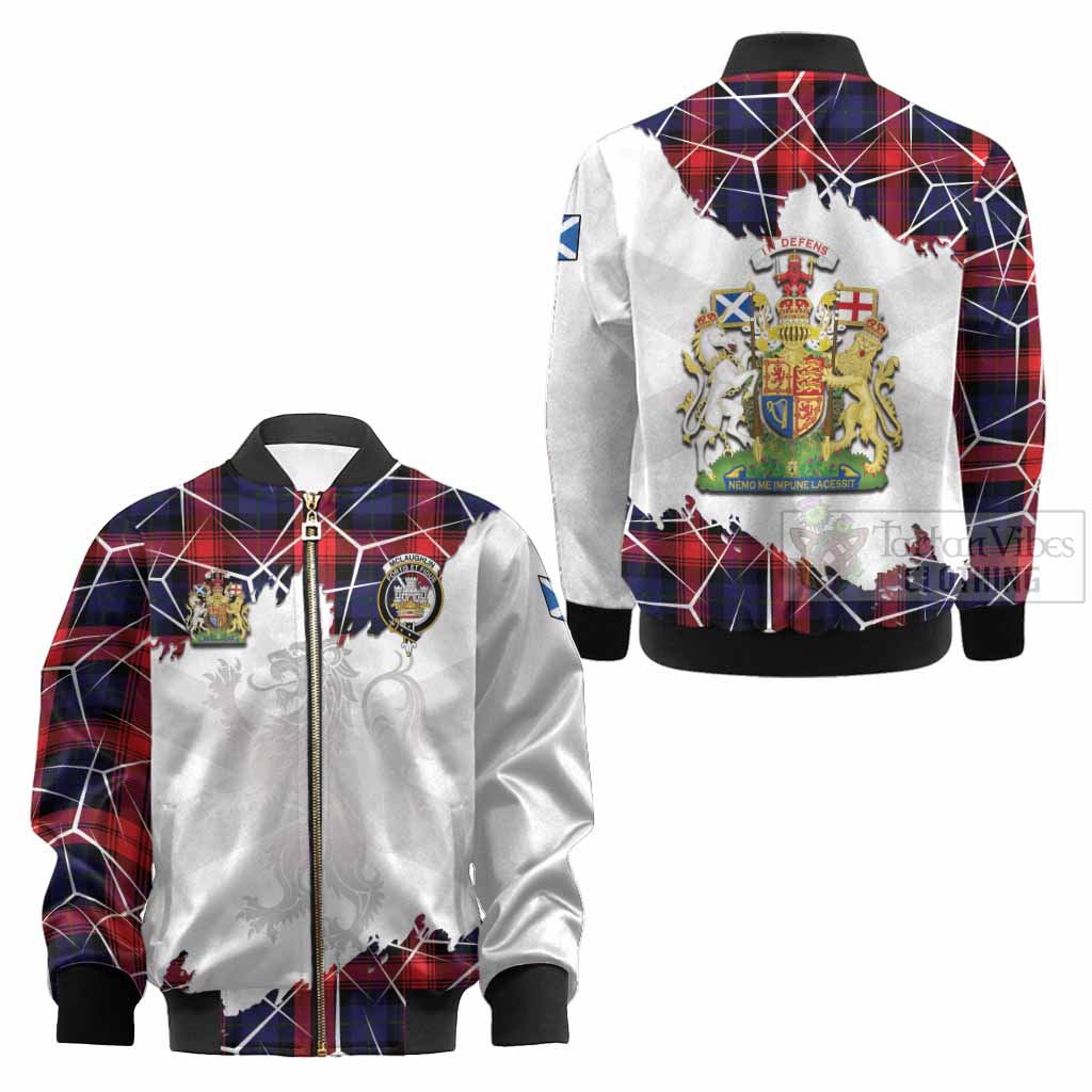 McLaughlin Tartan Kid Bomber Jacket with Family Crest and Lion Rampant Grunge Style
