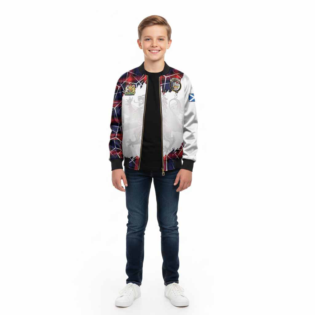 McLaughlin Tartan Kid Bomber Jacket with Family Crest and Lion Rampant Grunge Style