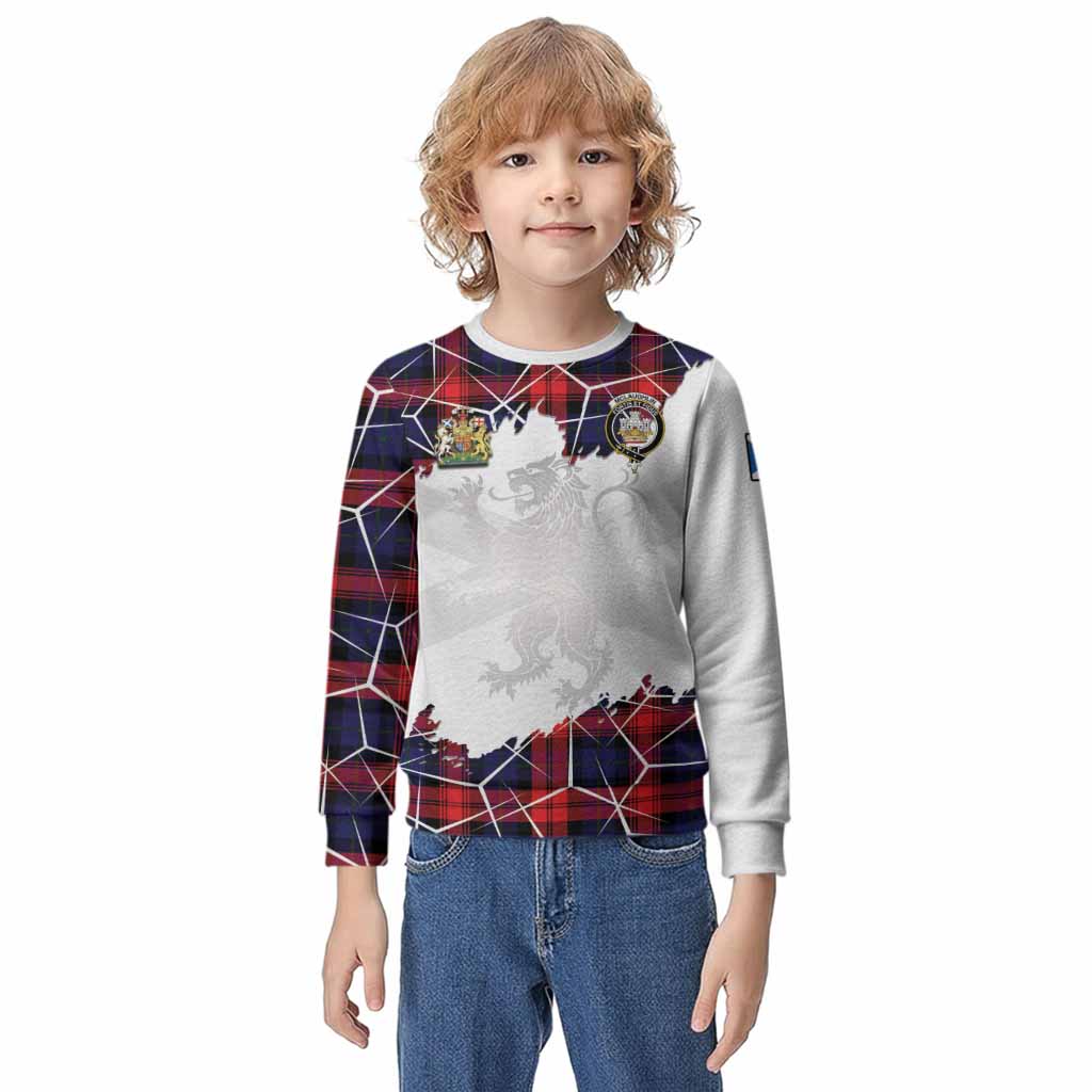 McLaughlin Tartan Kid Knitted Sweatshirt with Family Crest and Lion Rampant Grunge Style