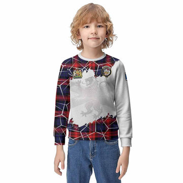 McLaughlin Tartan Kid Knitted Sweatshirt with Family Crest and Lion Rampant Grunge Style