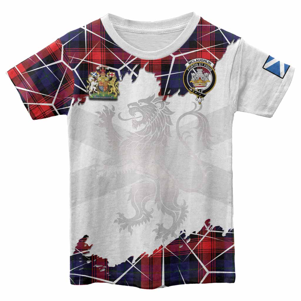 McLaughlin Tartan Kid T-shirt with Family Crest and Lion Rampant Grunge Style