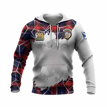 McLaughlin Tartan Knitted Hoodie with Family Crest and Lion Rampant Grunge Style