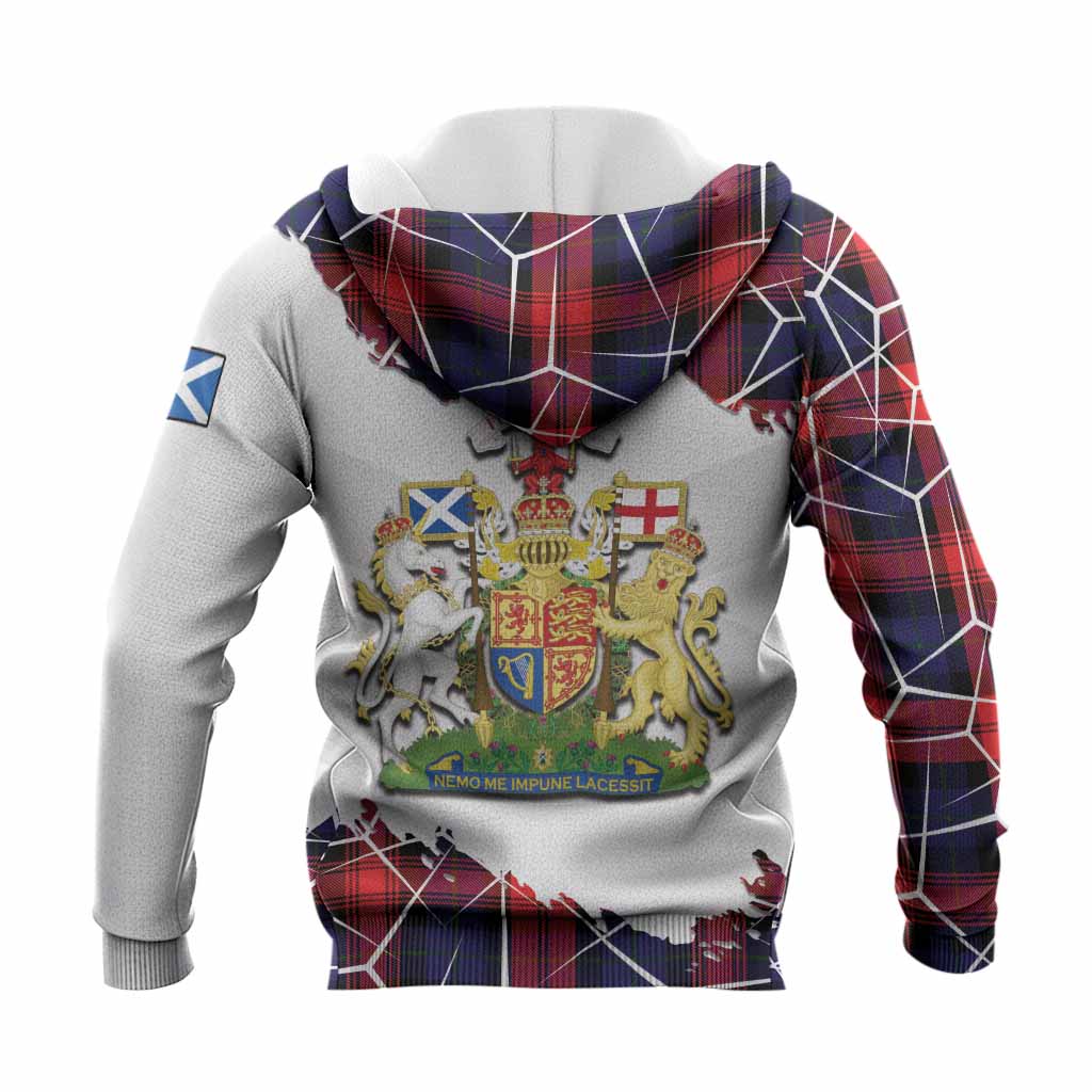 McLaughlin Tartan Knitted Hoodie with Family Crest and Lion Rampant Grunge Style