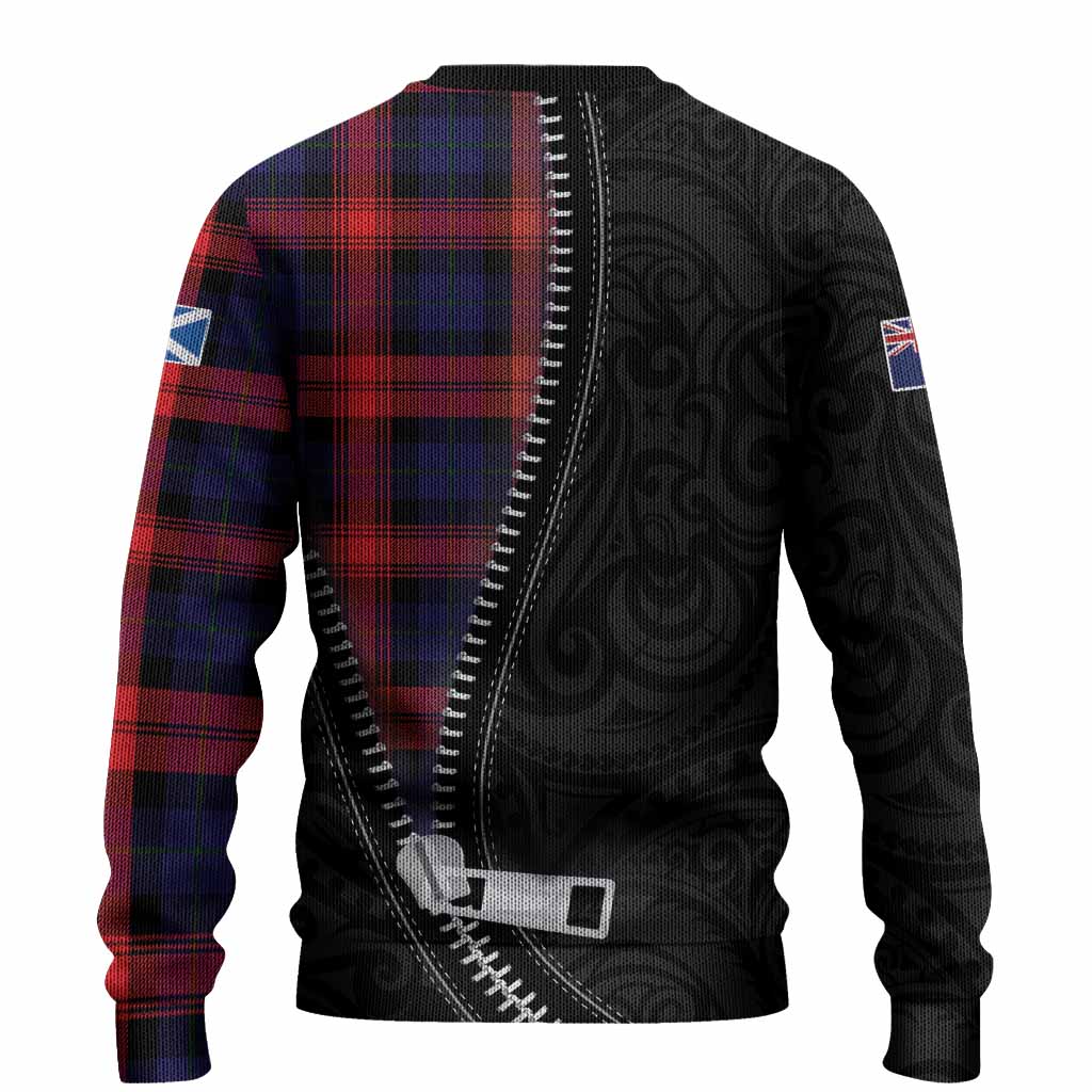 McLaughlin Tartan Knitted Sweater New Zealand Pattern Unique Zipper Stylized