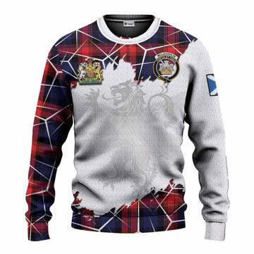 McLaughlin Tartan Knitted Sweater with Family Crest and Lion Rampant Grunge Style