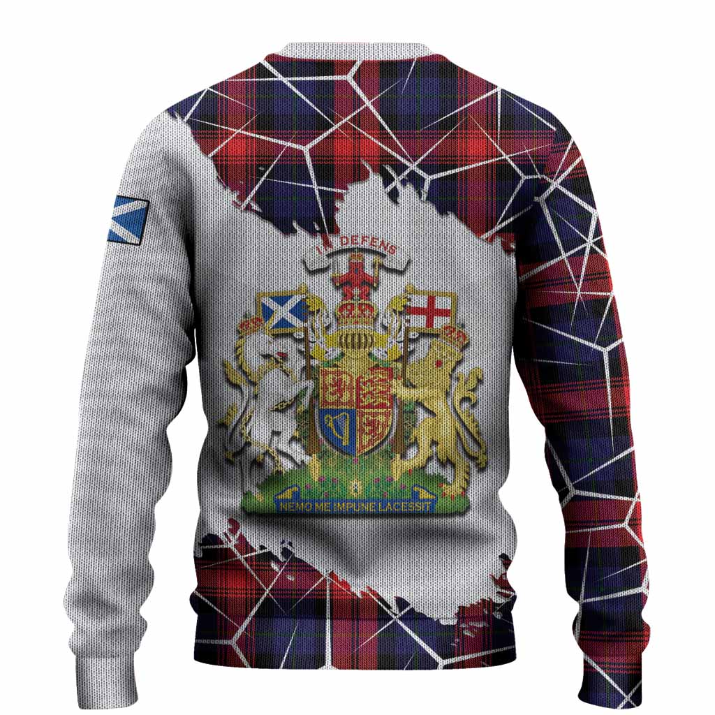 McLaughlin Tartan Knitted Sweater with Family Crest and Lion Rampant Grunge Style
