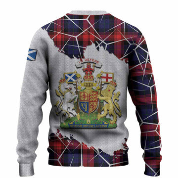 McLaughlin Tartan Knitted Sweater with Family Crest and Lion Rampant Grunge Style