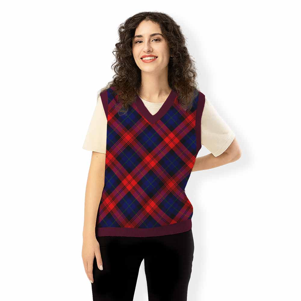 McLaughlin Tartan  Knitted V-Neck Vest Cross Style