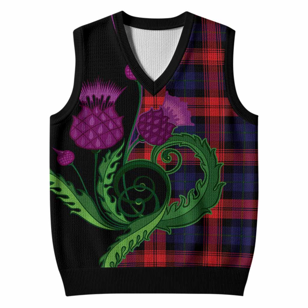 McLaughlin Tartan Knitted V-Neck Vest Traditional Scottish Thistle