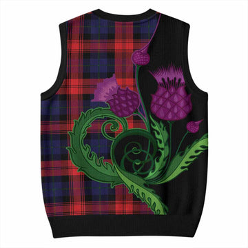 McLaughlin Tartan Knitted V-Neck Vest Traditional Scottish Thistle