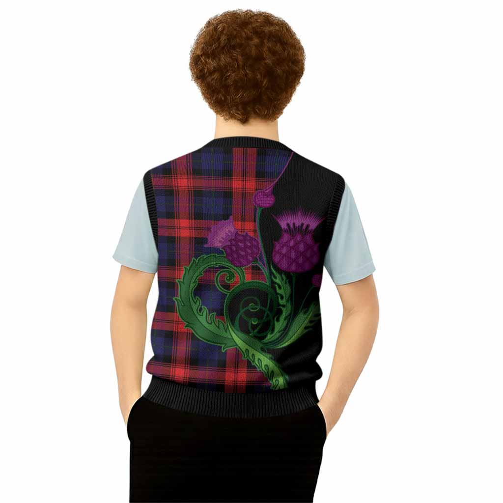 McLaughlin Tartan Knitted V-Neck Vest Traditional Scottish Thistle