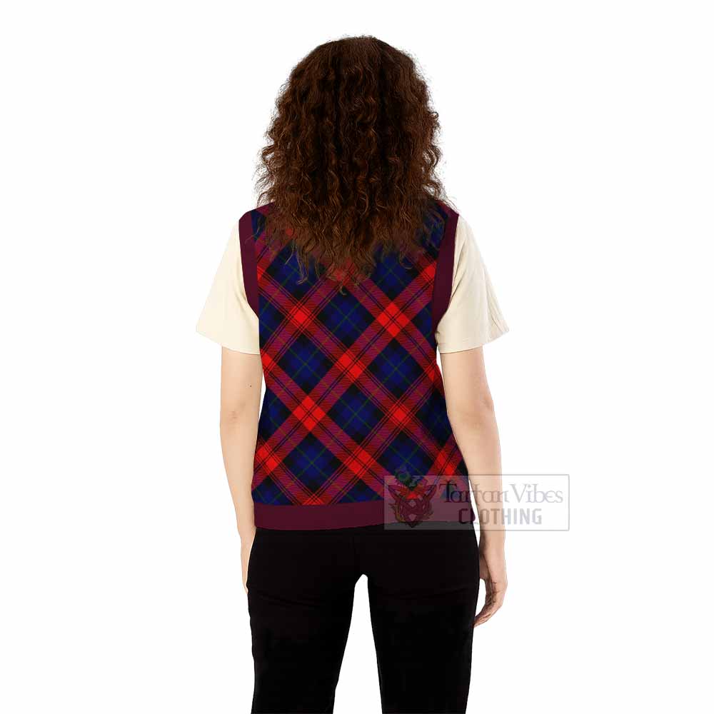 McLaughlin Tartan Knitted V-Neck Vest with Family Crest Cross Style