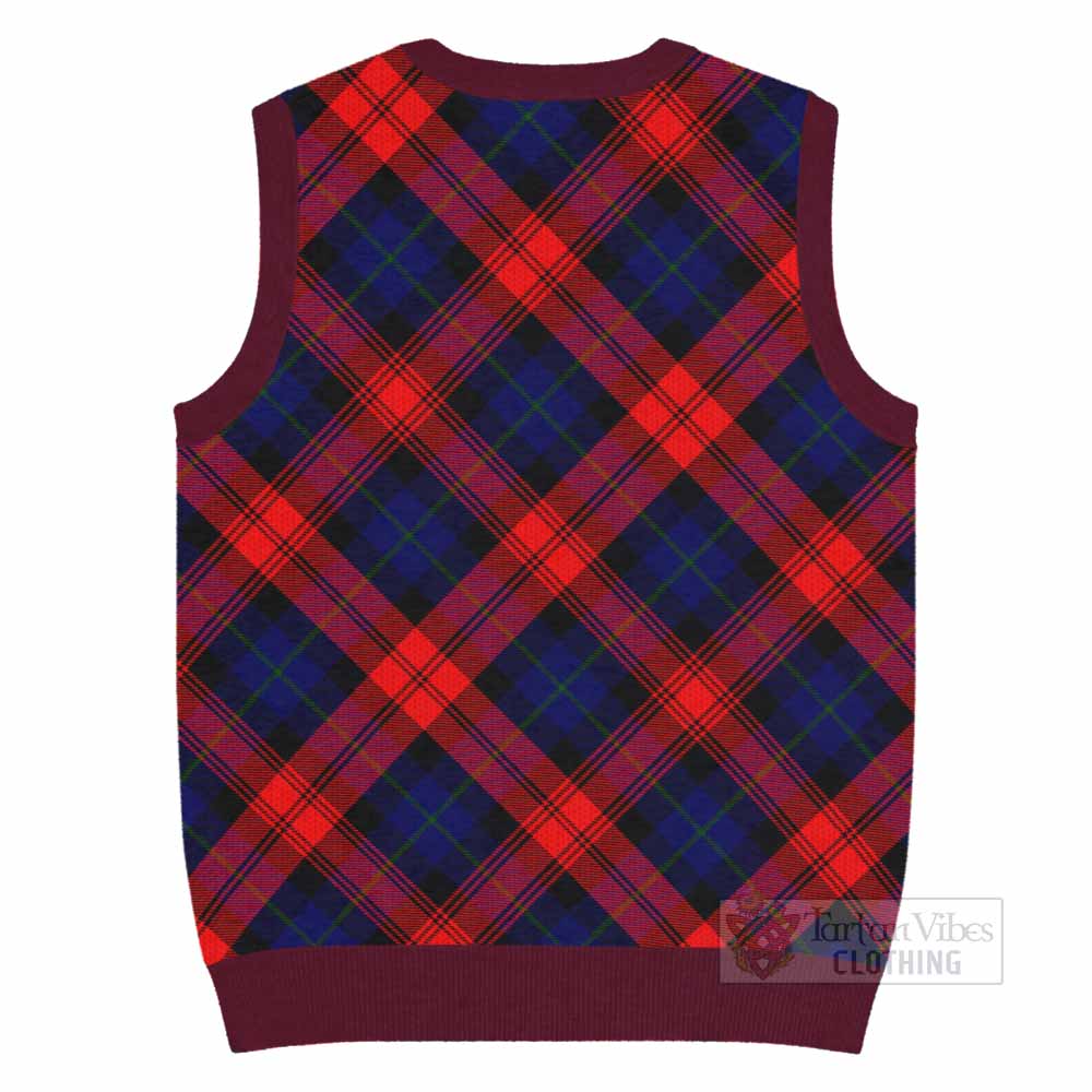 McLaughlin Tartan Knitted V-Neck Vest with Family Crest Cross Style