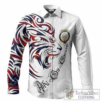 McLaughlin Tartan Lion Roar Long Sleeve Button Shirts Alba Gu Brath with Celtic Motifs