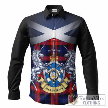 McLaughlin Tartan Long Sleeve Button Shirts Alba Gu Brath Unicorn Crest