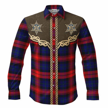 McLaughlin Tartan Long Sleeve Button Shirts Bigfoot Riding The Kelpie Monster