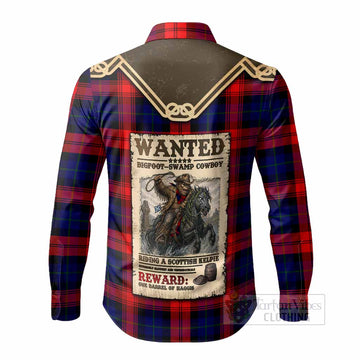 McLaughlin Tartan Long Sleeve Button Shirts Bigfoot Riding The Kelpie Monster