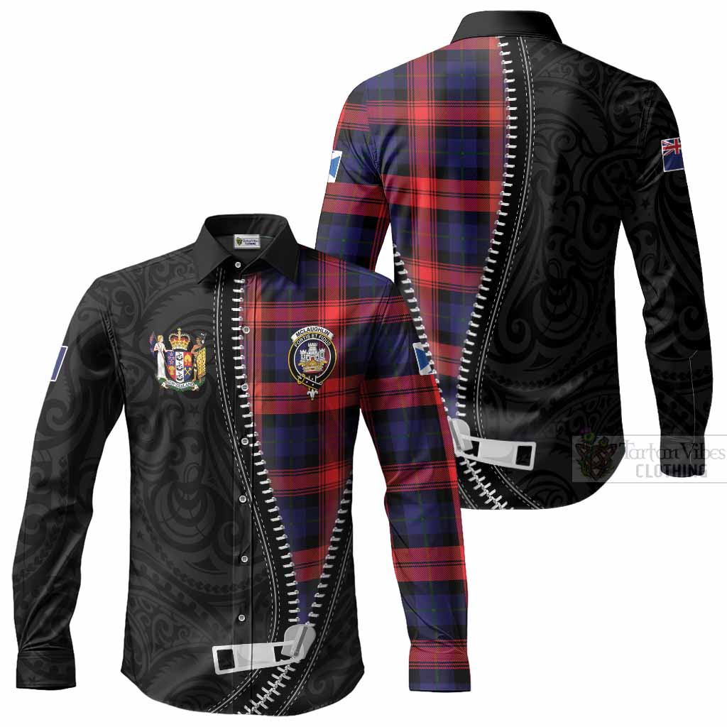 McLaughlin Tartan Long Sleeve Button Shirts New Zealand Pattern Unique Zipper Stylized