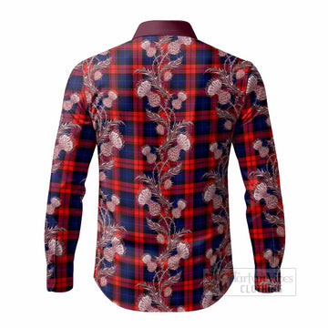 McLaughlin Tartan Long Sleeve Button Shirts Seamless Scottish Thistle Flowers