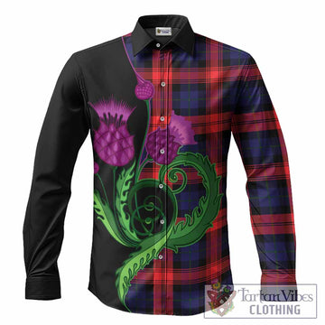 McLaughlin Tartan Long Sleeve Button Shirts Traditional Scottish Thistle