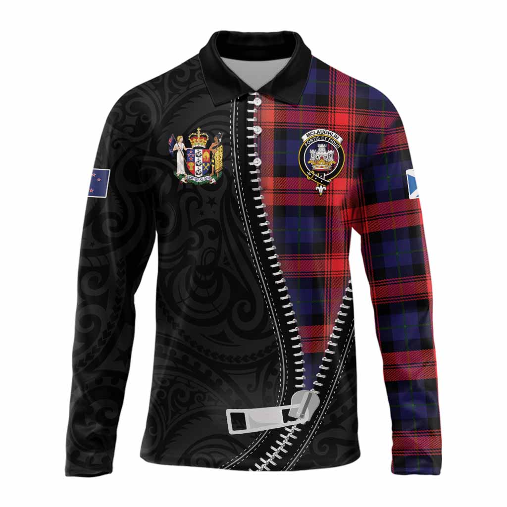 McLaughlin Tartan Long Sleeve Polo Shirt New Zealand Pattern Unique Zipper Stylized