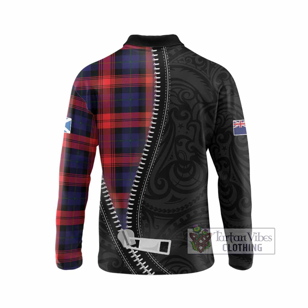 McLaughlin Tartan Long Sleeve Polo Shirt New Zealand Pattern Unique Zipper Stylized